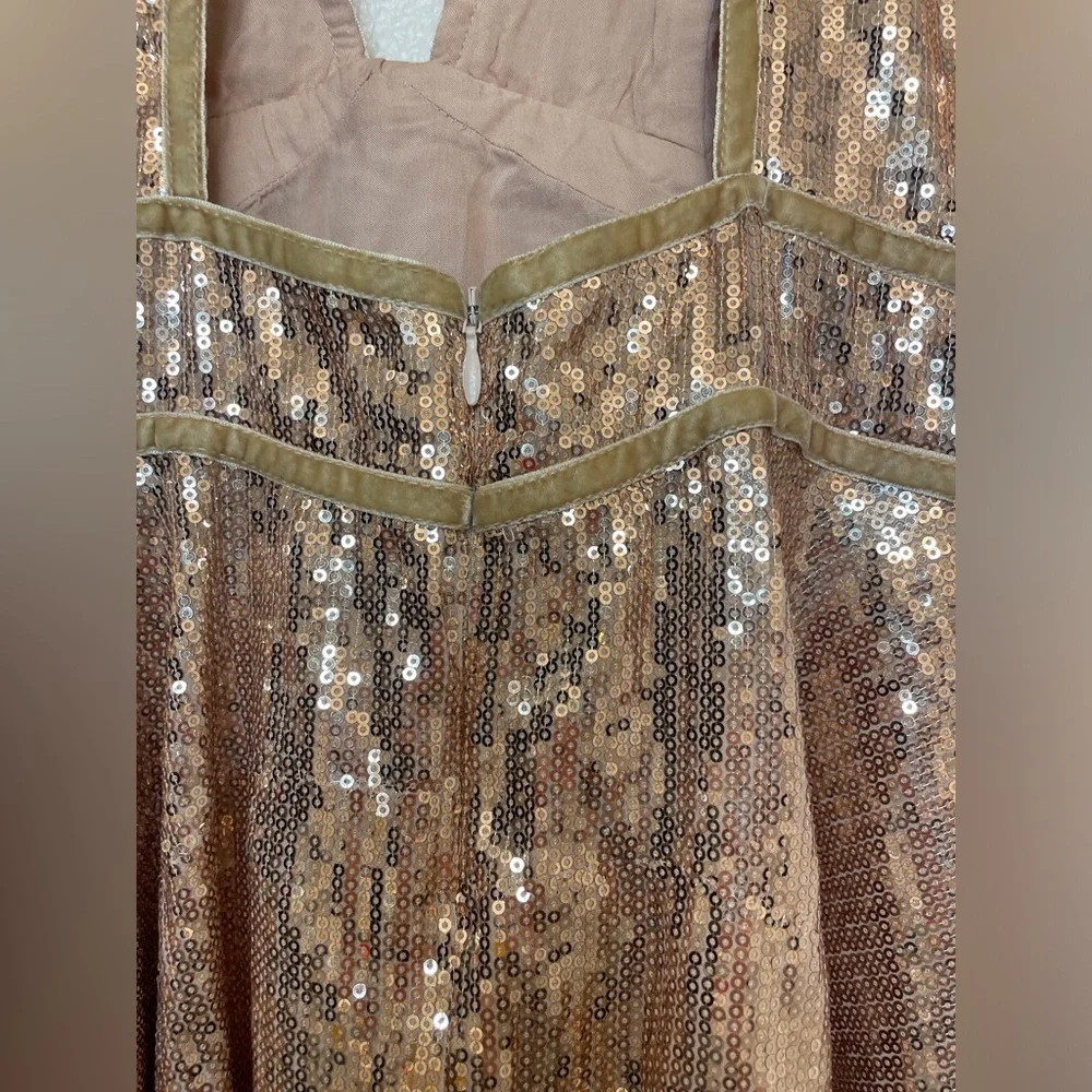 Free People‎ Film Noir Sequin Mini Halter Dress in Rose Gold Size 6 - Picture 8 of 11